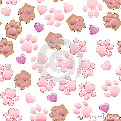 Cat and dog paw print with claws Vector Illustration