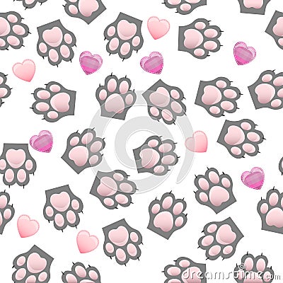 Cat and dog paw print with claws Vector Illustration