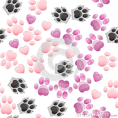 Cat and dog paw print with claws Vector Illustration