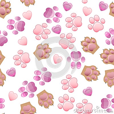 Cat and dog paw print with claws Vector Illustration