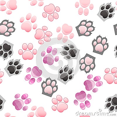 Cat and dog paw print with claws Vector Illustration