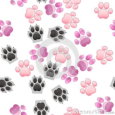 Cat and dog paw print with claws Vector Illustration