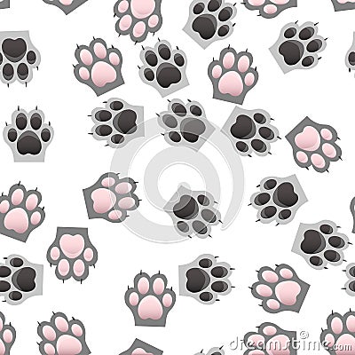 Cat and dog paw print with claws Vector Illustration