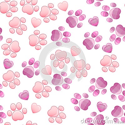 Cat and dog paw print with claws Vector Illustration