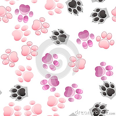 Cat and dog paw print with claws Vector Illustration