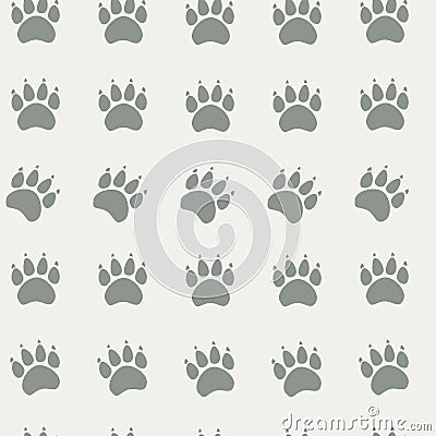 Cat or dog paw seamless pattern - vector animal footprint texture. Vector illustration. Vector Illustration