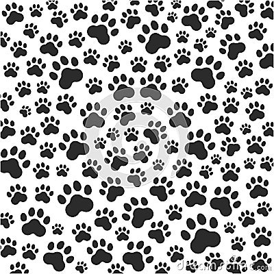 Cat or dog paws background. Vector Vector Illustration