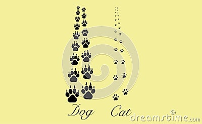 Cat and dog paws Vector Illustration