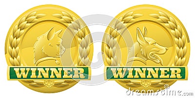 Cat and dog pet winners medals Vector Illustration