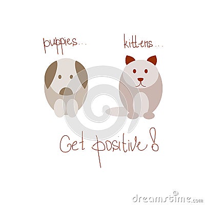 Cat and dog on the positive Vector Illustration