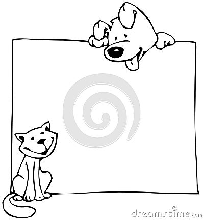 Cat dog and poster Stock Photo
