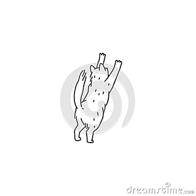 Cat domestic animal sharpen your claws. Pet outline black white doodle vector illustration. Vector Illustration