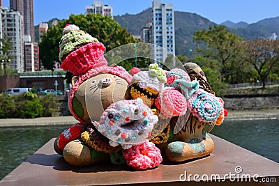 Cat dummy Woolen Stitch crochet cloth Editorial Stock Photo