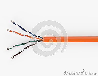 Cat5e U/UTP LSZH LAN Data Cable 3D Drawing Stock Photo