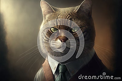 Cat engeneer llustration generative ai Stock Photo