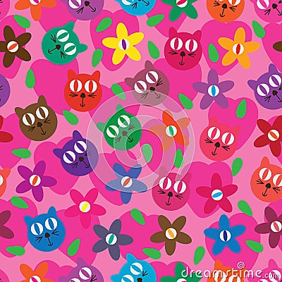 Cat eye flower colorful rotate seamless pattern Vector Illustration