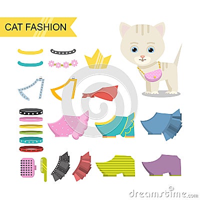 Cat fashion icon Vector Illustration