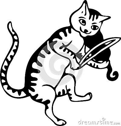 Cat and the Fiddle Vector Illustration