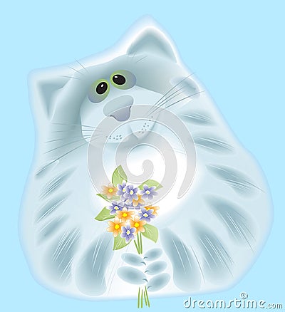 Cat with flowers Vector Illustration