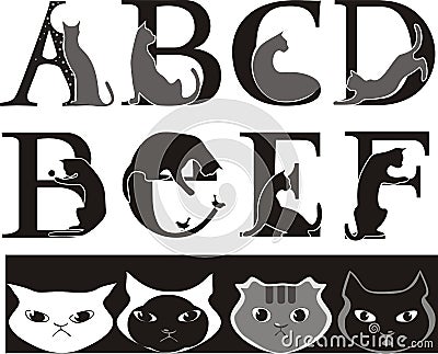 Cat font Vector Illustration