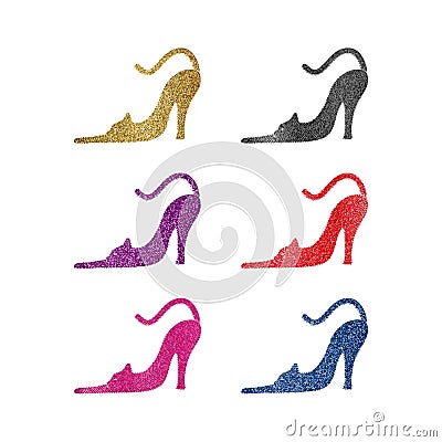 Cat in form of glitter high heals shoes vector illustration Vector Illustration