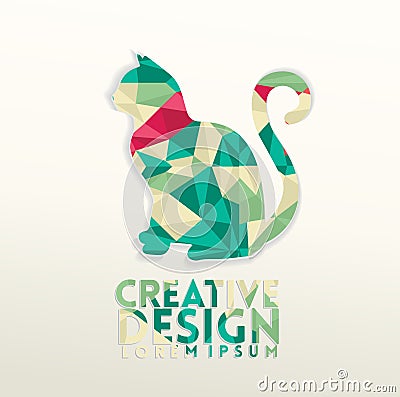 Cat Geometric paper craft style Stock Photo