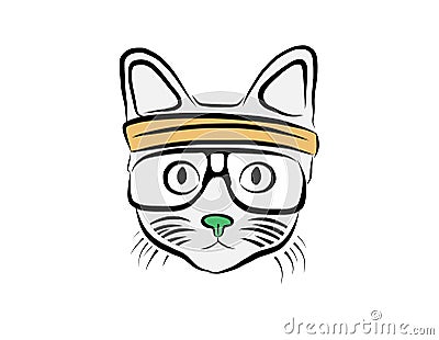 The Cat in the glasses Vector Illustration