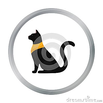 Cat goddess Bastet icon in cartoon style isolated on white background. Ancient Egypt symbol stock vector illustration. Vector Illustration