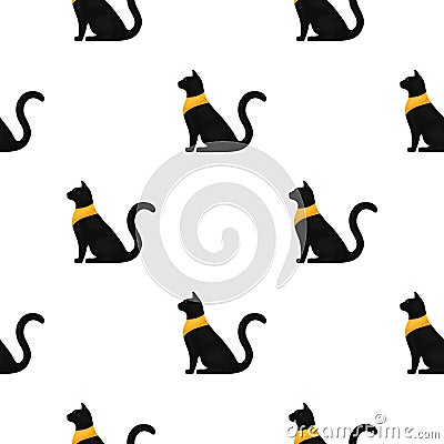 Cat goddess Bastet icon in cartoon style isolated on white background Vector Illustration