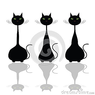 Cat with green eye illustration Vector Illustration