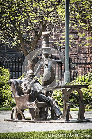 Cat in the hat statue at the Dr. Seuss Museum in Springfield Massachusetts Editorial Stock Photo