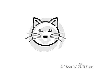 Cat head and face logo Cartoon Illustration