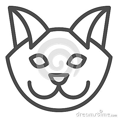 Cat head line icon. Minimal style, kitten pet face symbol. Animals vector design concept, outline style pictogram on Vector Illustration