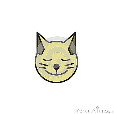 Cat head round icon. Kitten smiling face. Cartoon design icon. Flat vector illustration. Isolated on white background. Vector Illustration