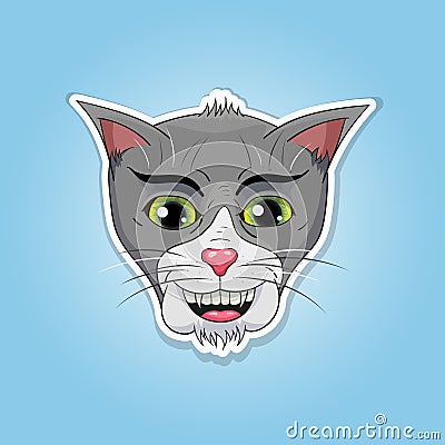 Cat head sticker Vector Illustration