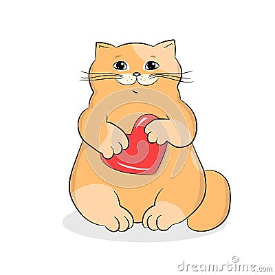 Cat with heart Vector Illustration