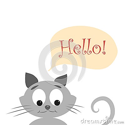 Cat with HELLO Vector Illustration