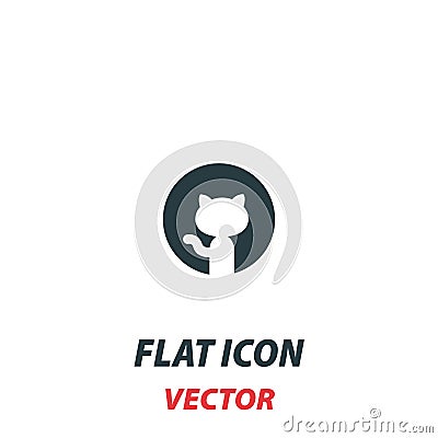 cat icon in a flat style. Vector illustration pictogram on white background. Isolated symbol suitable for mobile concept, web apps Vector Illustration
