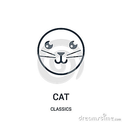 cat icon vector from classics collection. Thin line cat outline icon vector illustration. Linear symbol Vector Illustration