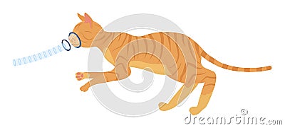 Cat with inhalation anesthesia, lung ventilation Vector Illustration