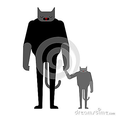 Cat and kitten. Father and son. Dad pet and child. Father`s day Cartoon Vector Illustration Vector Illustration