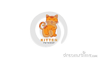 Cat or kitty or kitten or puss pet smile cute cartoon logo icon vector illustration Vector Illustration