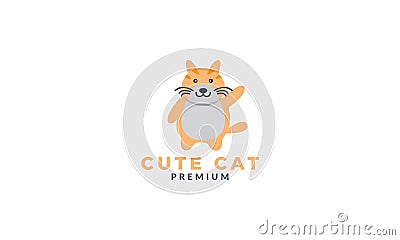 Cat or kitty or kitten or puss or pet smile cute logo icon illustration vector Vector Illustration