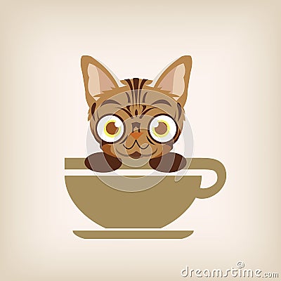 Cat logo coffee vector. Vector Illustration