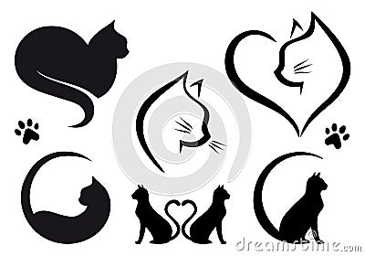 Cat logo design, vector set Vector Illustration