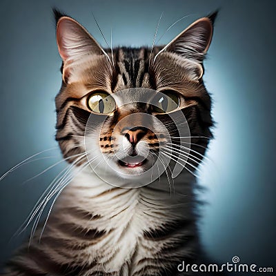 Cat looking surprised - ai generated image Stock Photo