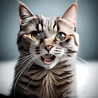 Cat looking surprised - ai generated image Stock Photo