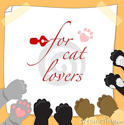 For cat lovers page with paws Vector Illustration