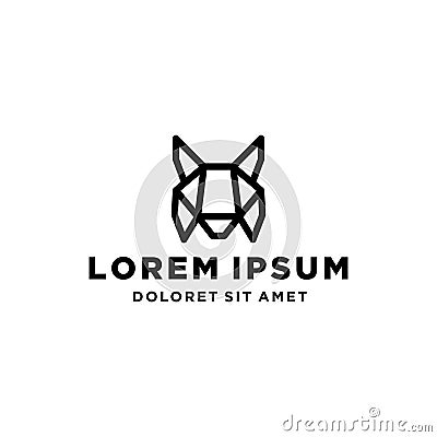 Geometric Cat lynx vector logo icon in a flat line style Vector Illustration
