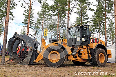 CAT 972M XE Wheel Loader for Forestry Editorial Stock Photo